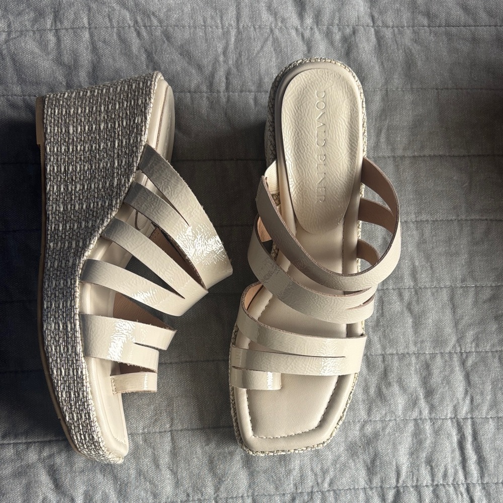 Donald J. Pliner Cream Patent-Strap Wedge Sandals